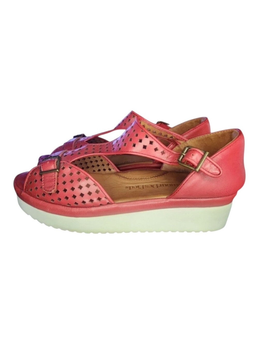 L'Amour Des Pieds Audric Perforated Leather Sandals, Womens 6.5